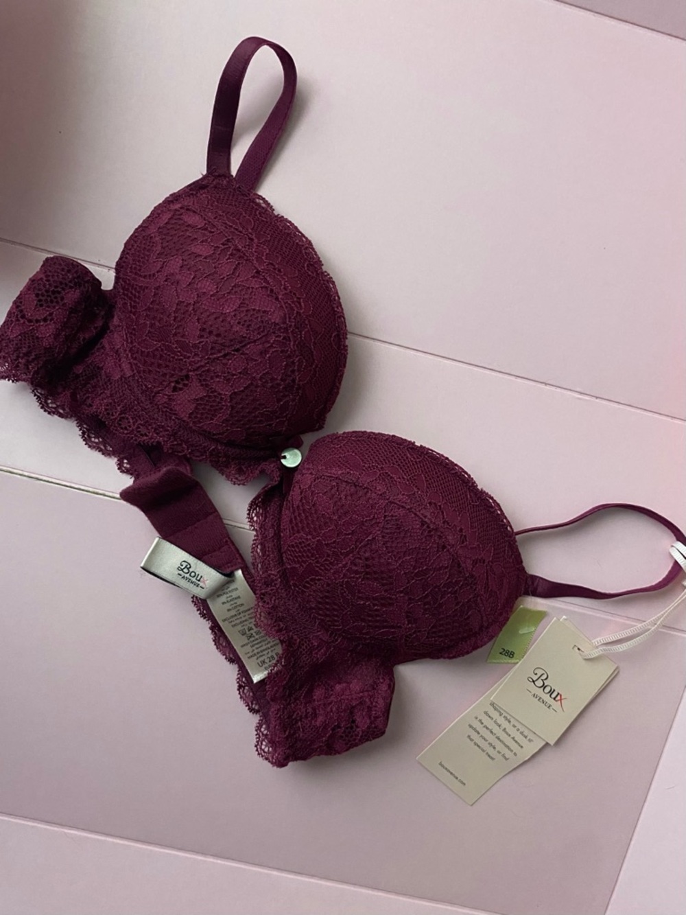 Boux Avenue Mollie Lace Padded Plunge Bra Size 28B NWT